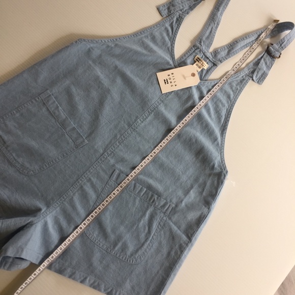 BILLABONG sz 8 womens weekender onesie chambray blue playsuit romper NEW pockets - Picture 10 of 13